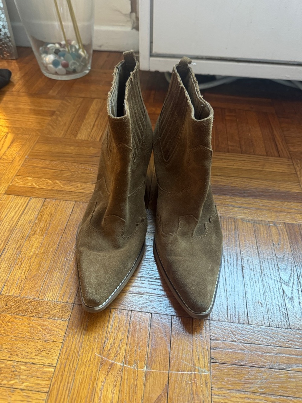Sam Edelman Pointed Toe Suede Ankle Boots in Brown